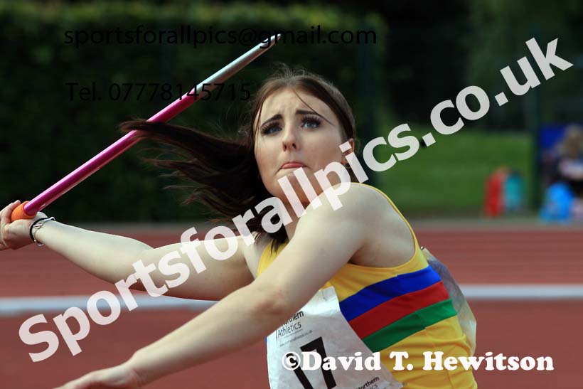 Girls Under-15s Javelin, 2022 Northern Inter Counties U17s and U15s Track and Field, York, Thursday, June 2nd. Photo: David T. Hewitson/Sports for All Pics